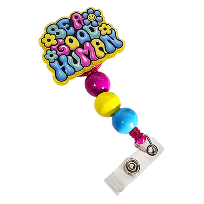 ✌️ Groovy Goodness: Be A Good Human Badge Reel  ✨ Retro Hippie Retractable Badge Reel  ✨ Gift For Nurses ✌️