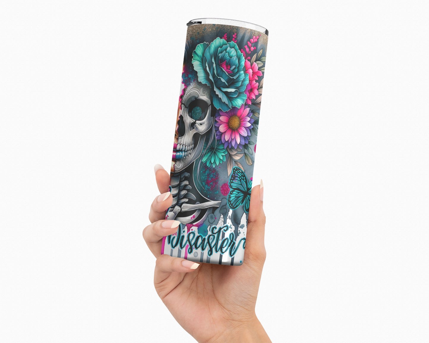 Beautiful Disaster Tumbler / Perfectly Imperfect Tumbler / Self Love Tumbler With Straw / Skull Tumbler