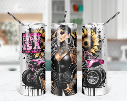 Behind Every Bad Bitch Is A Car Seat / Sassy Mom Life 20oz Tumbler With Straw / Gift For Mom