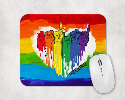 Be Kind Mouse Pad / Motivational ASL Rainbow Mousepad / Gaming Laptop Desk Mat