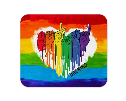 Be Kind Mouse Pad / Motivational ASL Rainbow Mousepad / Gaming Laptop Desk Mat