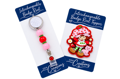 Berry Sweet Workday | Interchangeable Strawberry Badge Reel & Topper Set