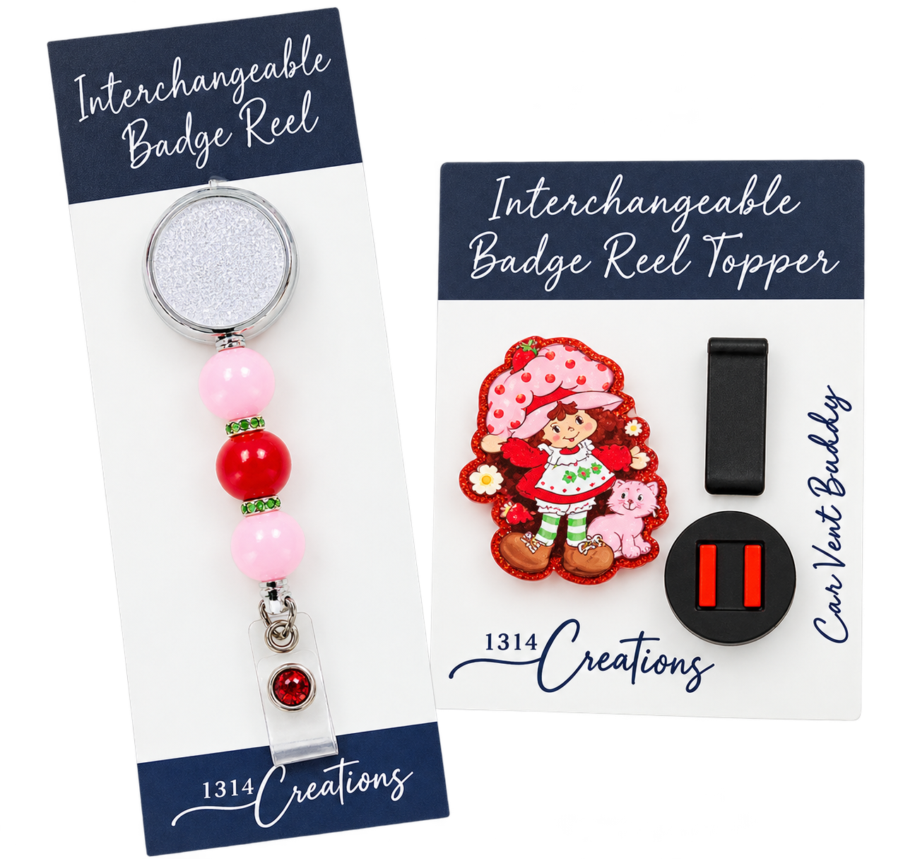 Berry Sweet Workday | Interchangeable Strawberry Badge Reel & Topper Set