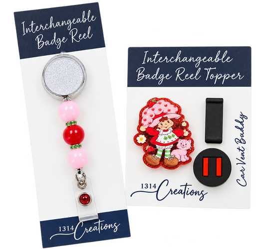 Berry Sweet Workday | Interchangeable Strawberry Badge Reel & Topper Set