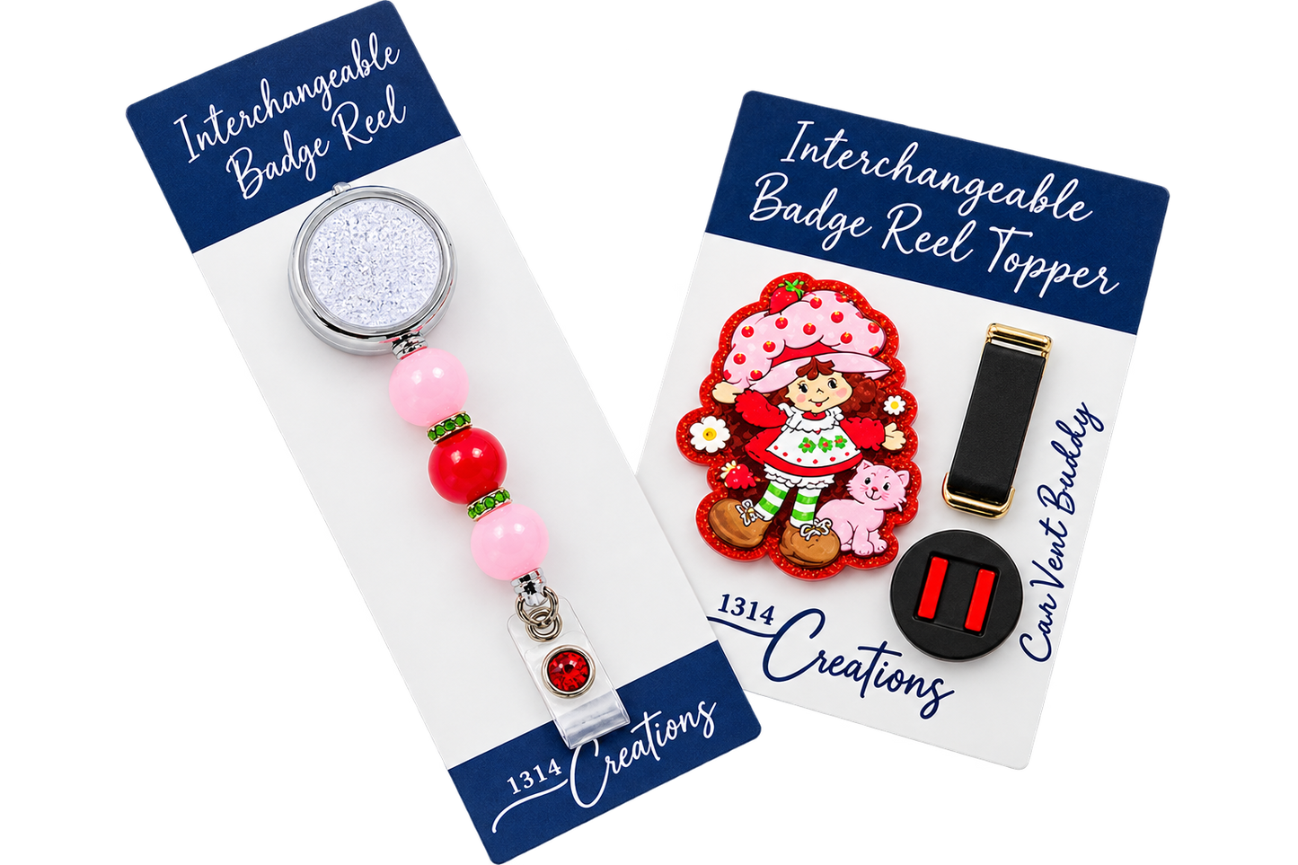 Berry Sweet Workday | Interchangeable Strawberry Badge Reel & Topper Set