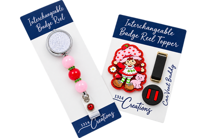 Berry Sweet Workday | Interchangeable Strawberry Badge Reel & Topper Set