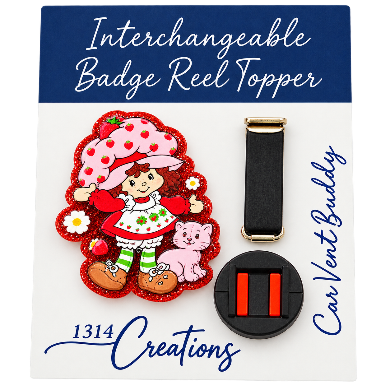 Berry Sweet Workday | Interchangeable Strawberry Badge Reel & Topper Set