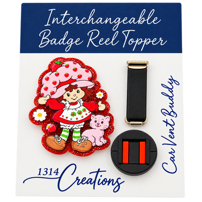 Berry Sweet Workday | Interchangeable Strawberry Badge Reel & Topper Set