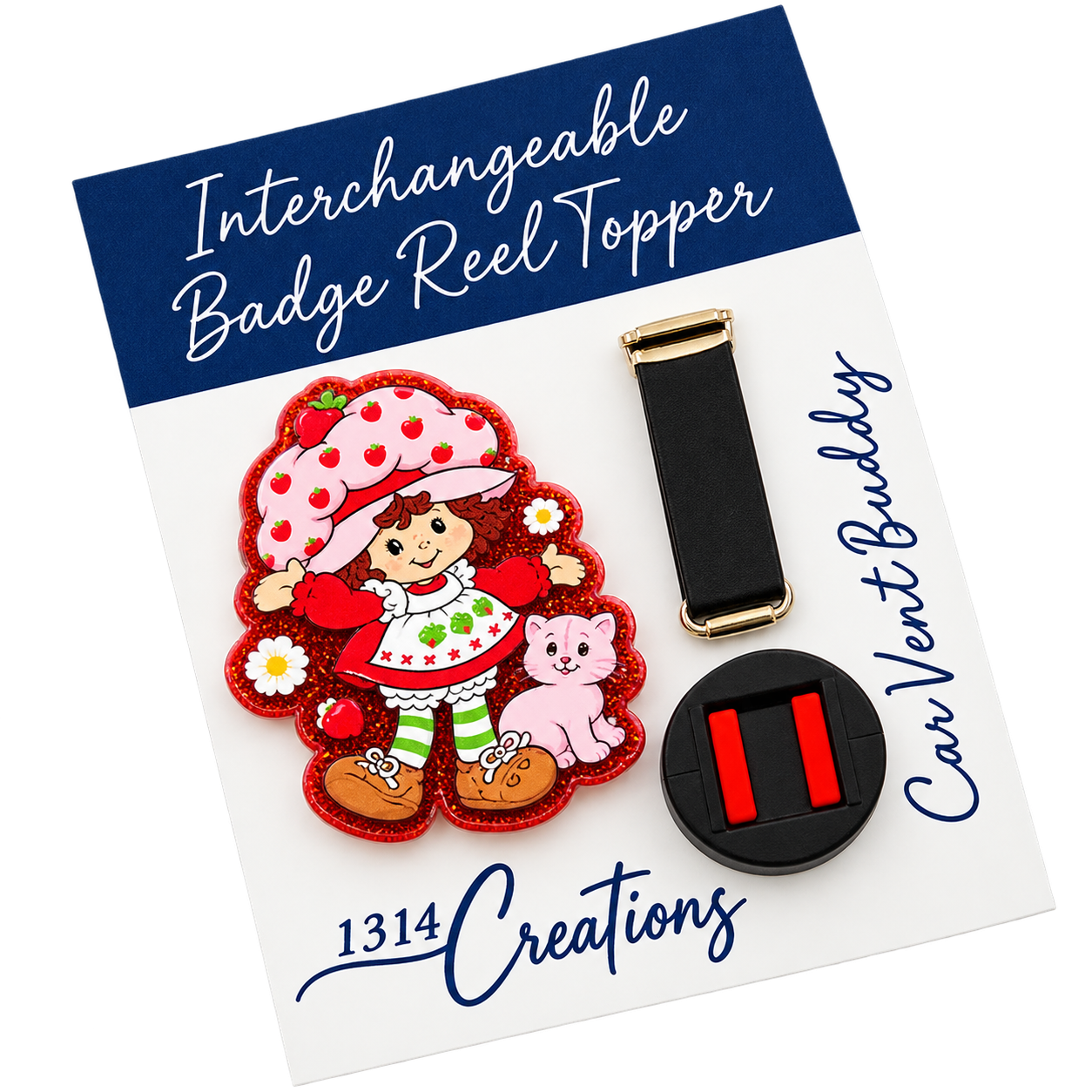 Berry Sweet Workday | Interchangeable Strawberry Badge Reel & Topper Set