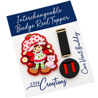 Berry Sweet Workday | Interchangeable Strawberry Badge Reel & Topper Set