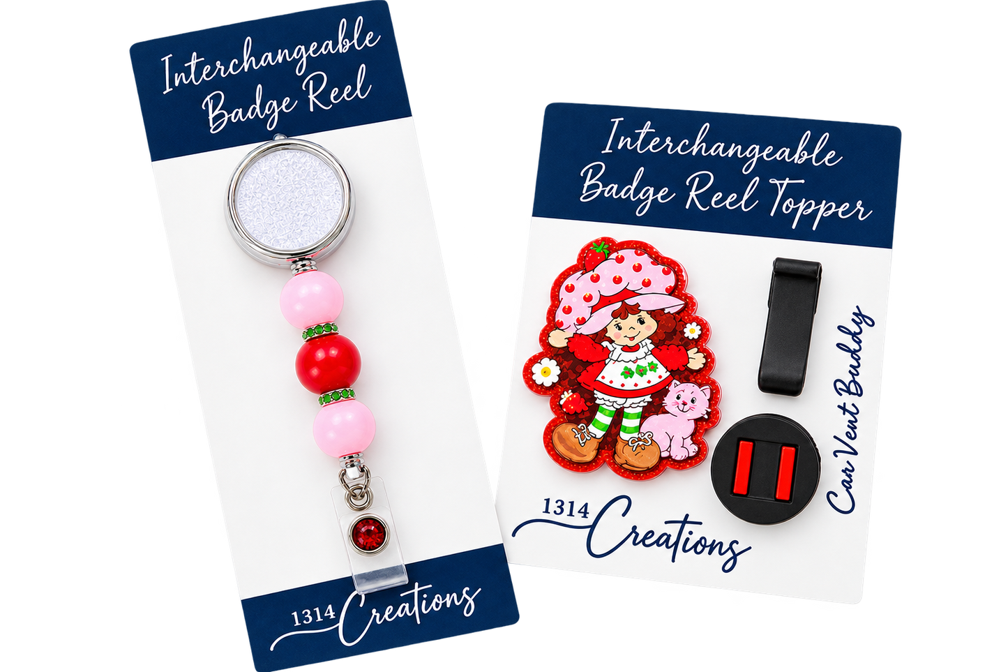 Berry Sweet Workday | Interchangeable Strawberry Badge Reel & Topper Set