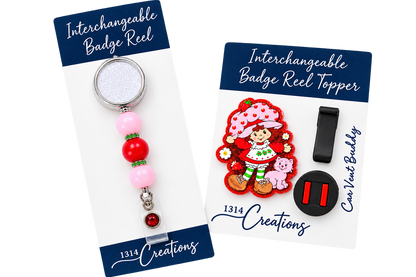 Berry Sweet Workday | Interchangeable Strawberry Badge Reel & Topper Set