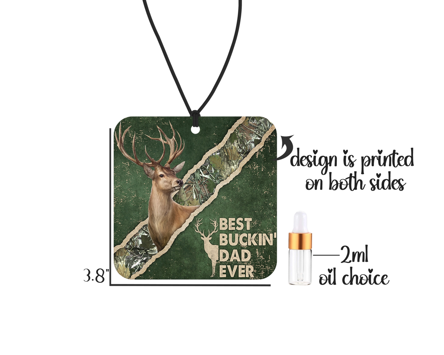 Best Buckin Dad Ever Air Freshener - Hunting Design Small Spaces Hanging Diffuser - Gift For Father's Day