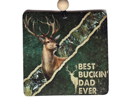 Best Buckin Dad Ever Air Freshener - Hunting Design Small Spaces Hanging Diffuser - Gift For Father's Day