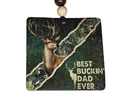 Best Buckin Dad Ever Air Freshener - Hunting Design Small Spaces Hanging Diffuser - Gift For Father's Day