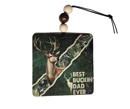 Best Buckin Dad Ever Air Freshener - Hunting Design Small Spaces Hanging Diffuser - Gift For Father's Day