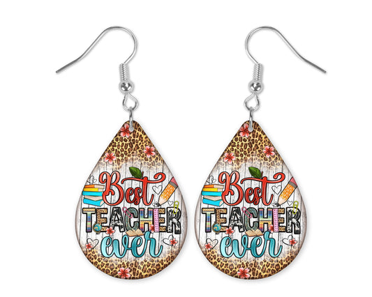 Best Teacher Ever Teardrop Earrings