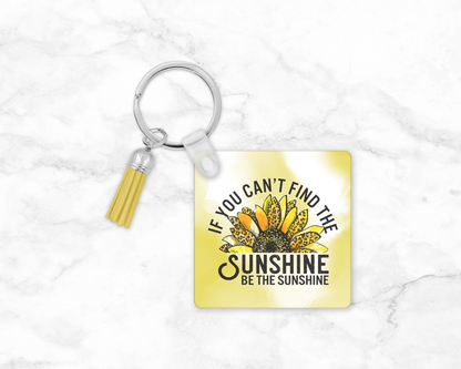 Be The Sunshine Wristlet - Inspirational Keychain - Motivational Sunflower Lanyard