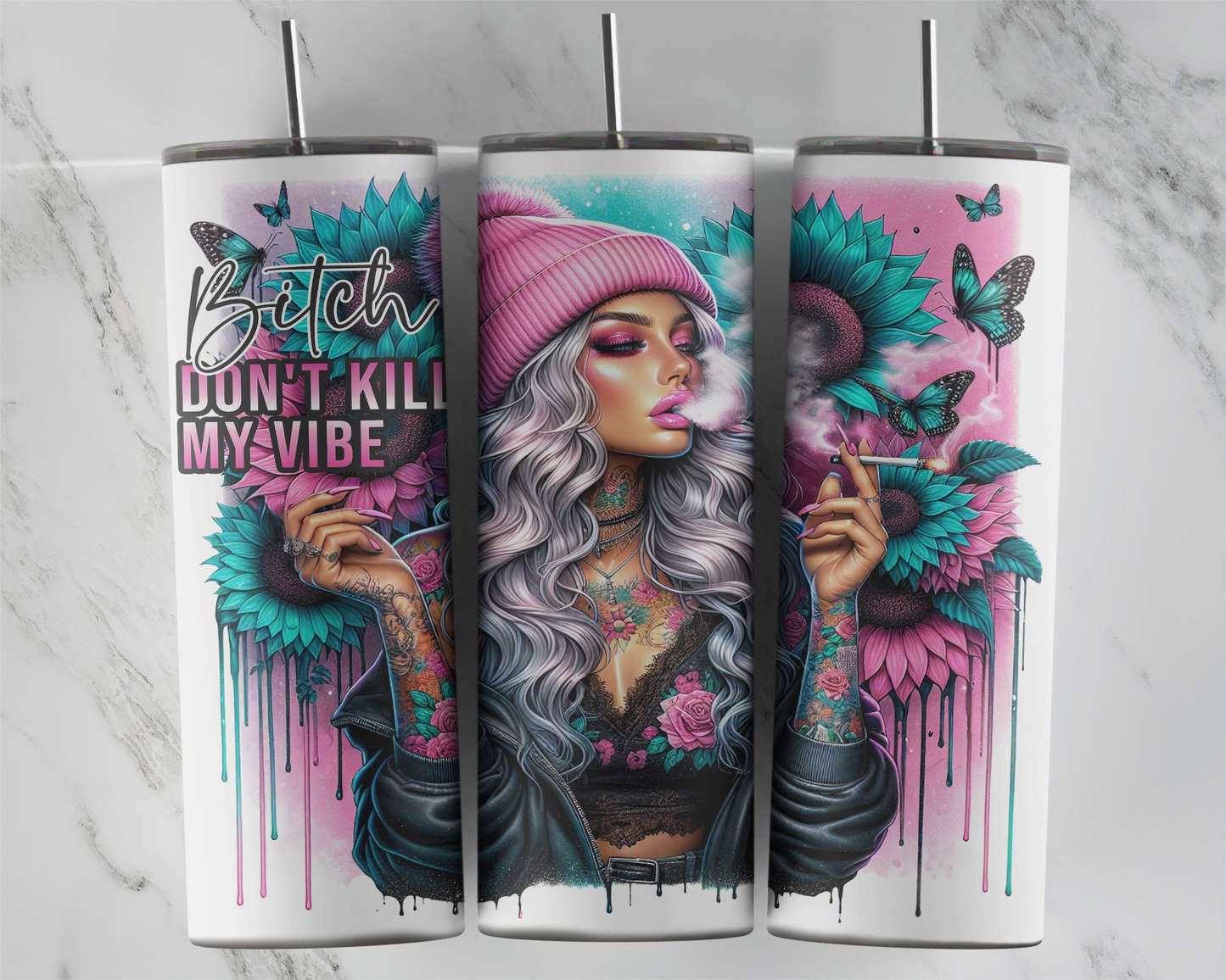 Bitch Don't Kill My Vibe / Sassy 20oz Tumbler With Straw /  Gift For Her