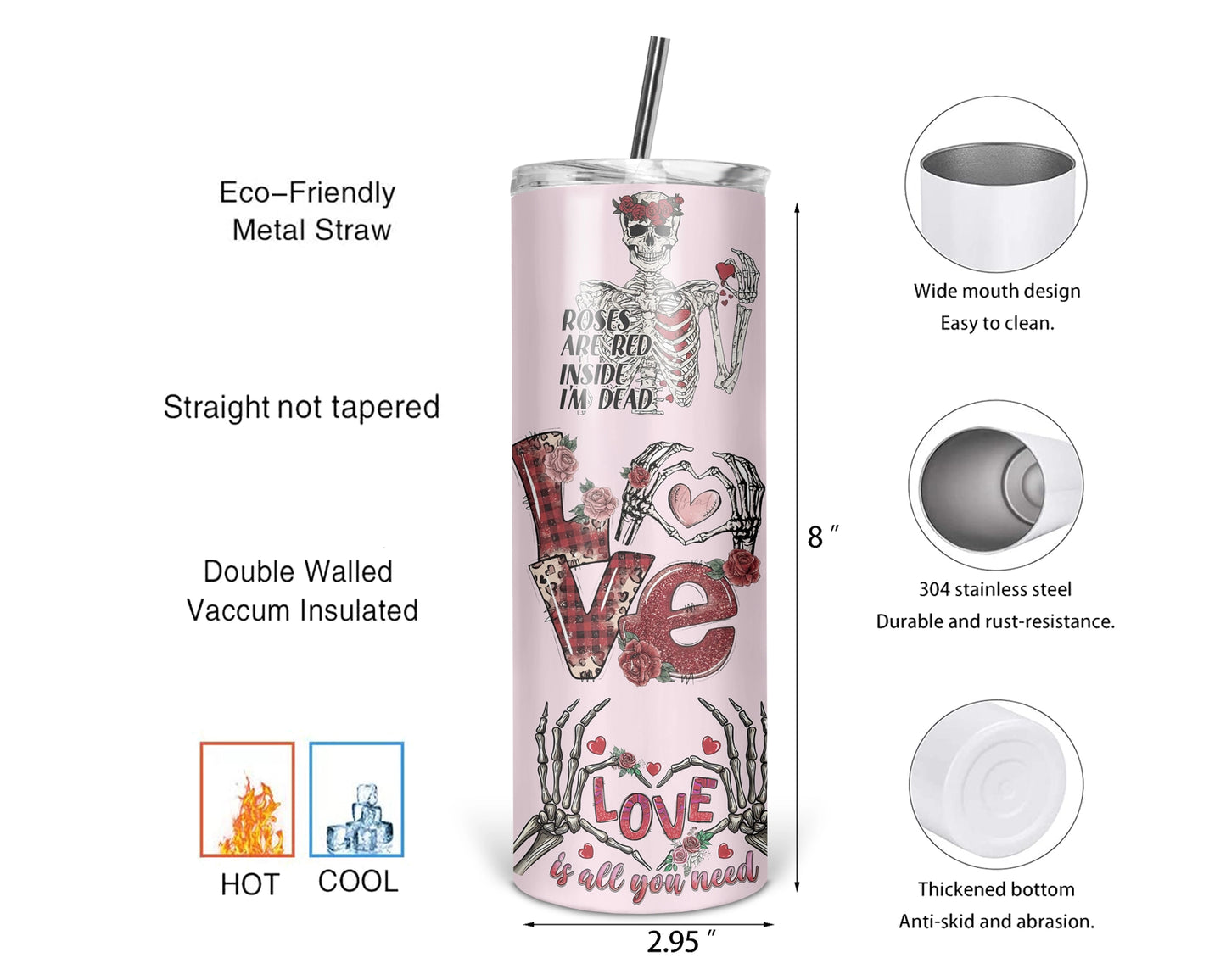 Bitterly Beautiful Tumbler - 20oz Anti Valentine's Tumbler Cup - Funny Valentine's Day Drinkware