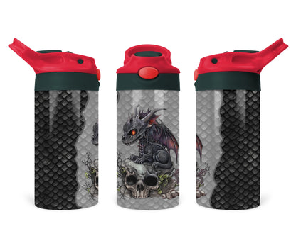 Black Dragon Kids Tumbler / Kids Water Bottle / 2-in-1 Sippy Cup For Toddler