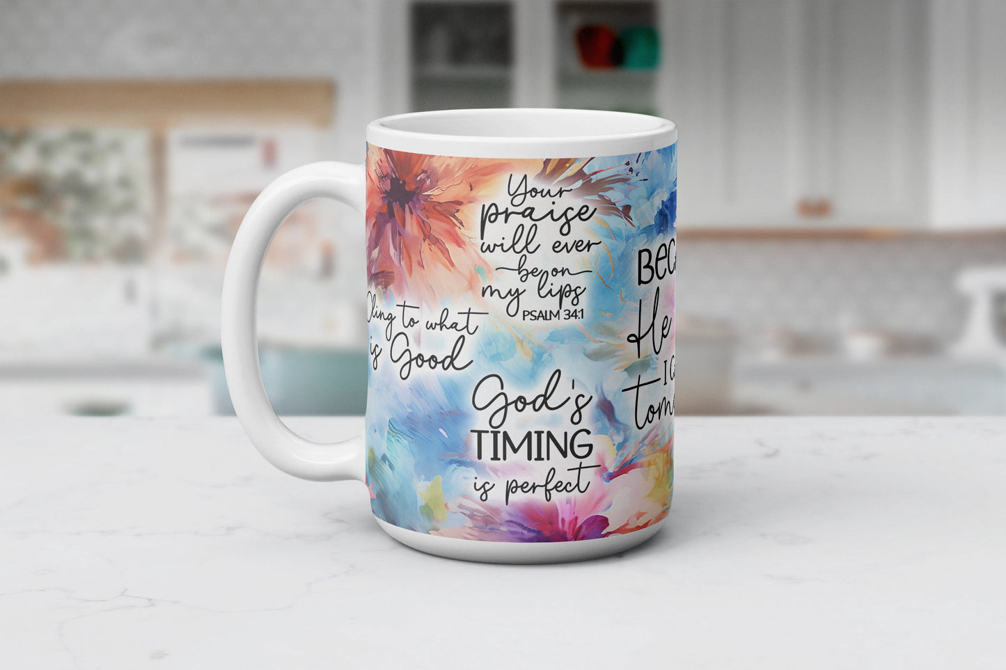 Blessed Brews Mug, Inspirational Faith Affirmations Coffee Mug, Daily Devotions Tea Cup