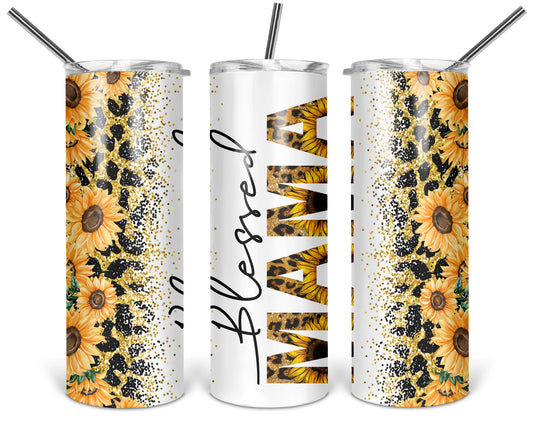 Blessed Petals Tumbler- 20oz Sunflower Tumbler Cup - Drinkware Gift For Mom's