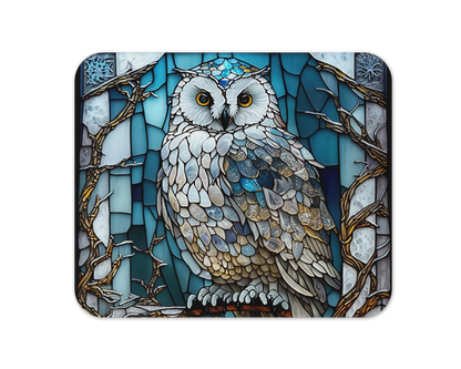 Blue Hoot Mouse Pad / Owl Desk Mat For Gamers / Laptop Desk Accessories / Animal Lover Gift