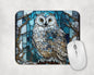 Blue Hoot Mouse Pad / Owl Desk Mat For Gamers / Laptop Desk Accessories / Animal Lover Gift