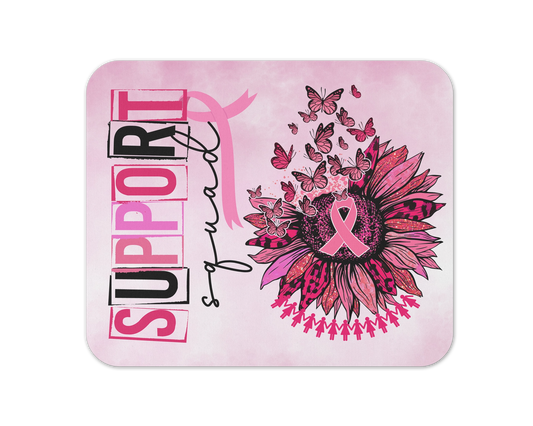 Support Squad Mousepad/ Breast Cancer Awareness Mouse Pad / Pink Sunflower Design Gaming Pad