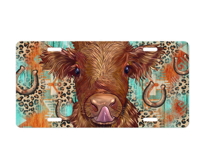 Bovine Boulevard License Plate – The Cutest Cow on the Road! 🐄 Highland Cow Vanity Plate 🐄 Metal Wall Art Gift For Cow Lovers