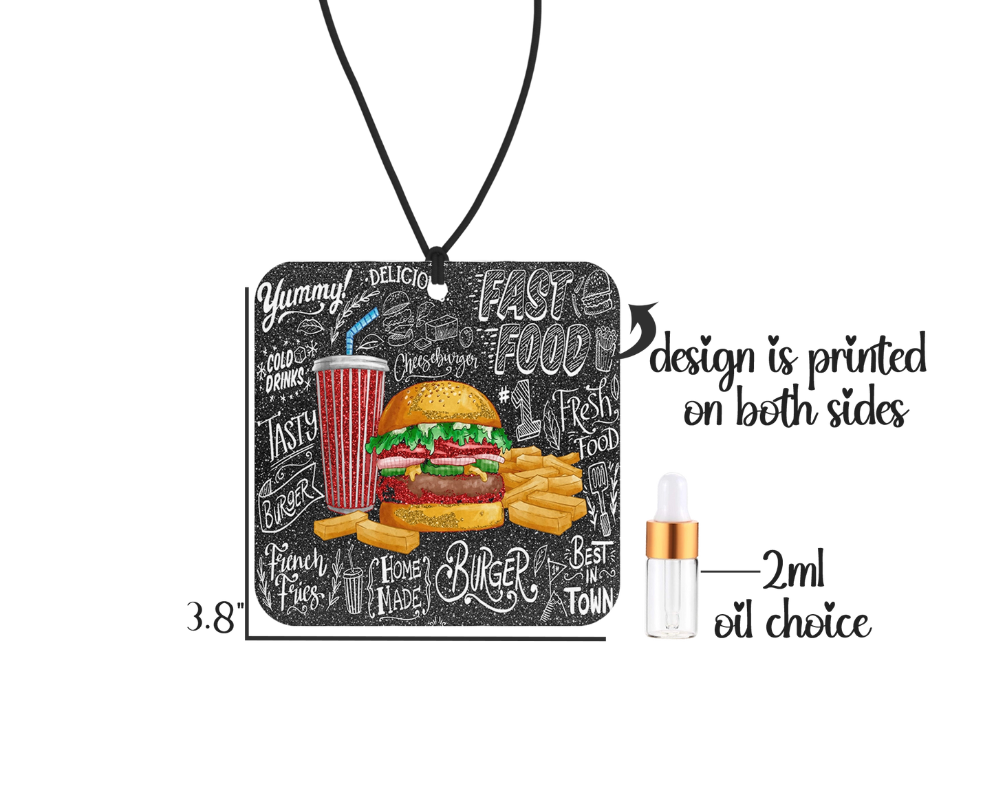 Burger Bliss Air Freshener - Cheeseburger And Fries Car Freshener - Small Spaces Hanging Diffuser