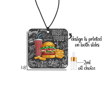 Burger Bliss Air Freshener - Cheeseburger And Fries Car Freshener - Small Spaces Hanging Diffuser