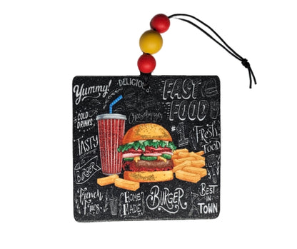 Burger Bliss Air Freshener - Cheeseburger And Fries Car Freshener - Small Spaces Hanging Diffuser