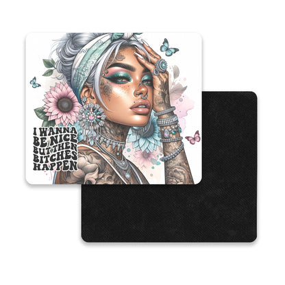 I Wanna Be Nice Mouse Pad / Boho Chic Desk Mat / Funny Mousepad For Gamers