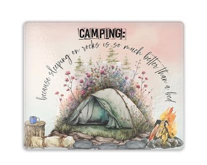 Camping Revelations Cutting Board - Tempered Glass Chopping Board - Camping Decor