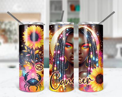 Cancer Girl Tumbler / Horoscope Tumbler With Straw / Zodiac Sign Tumbler / Gift For Astrology Lovers