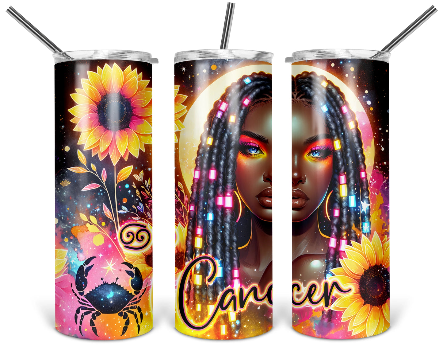 Cancer Girl Tumbler / Horoscope Tumbler With Straw / Zodiac Sign Tumbler / Gift For Astrology Lovers