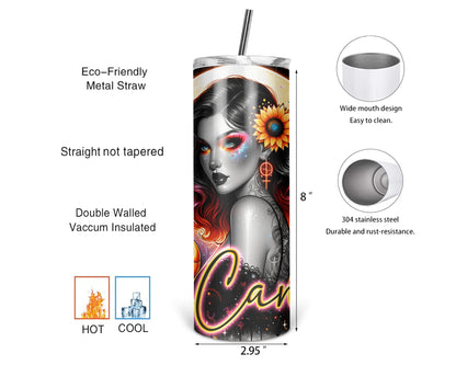 Cancer Girl Tumbler / Zodiac Sign Tumbler With Straw / Horoscope Tumbler / Gift For Astrology Lovers