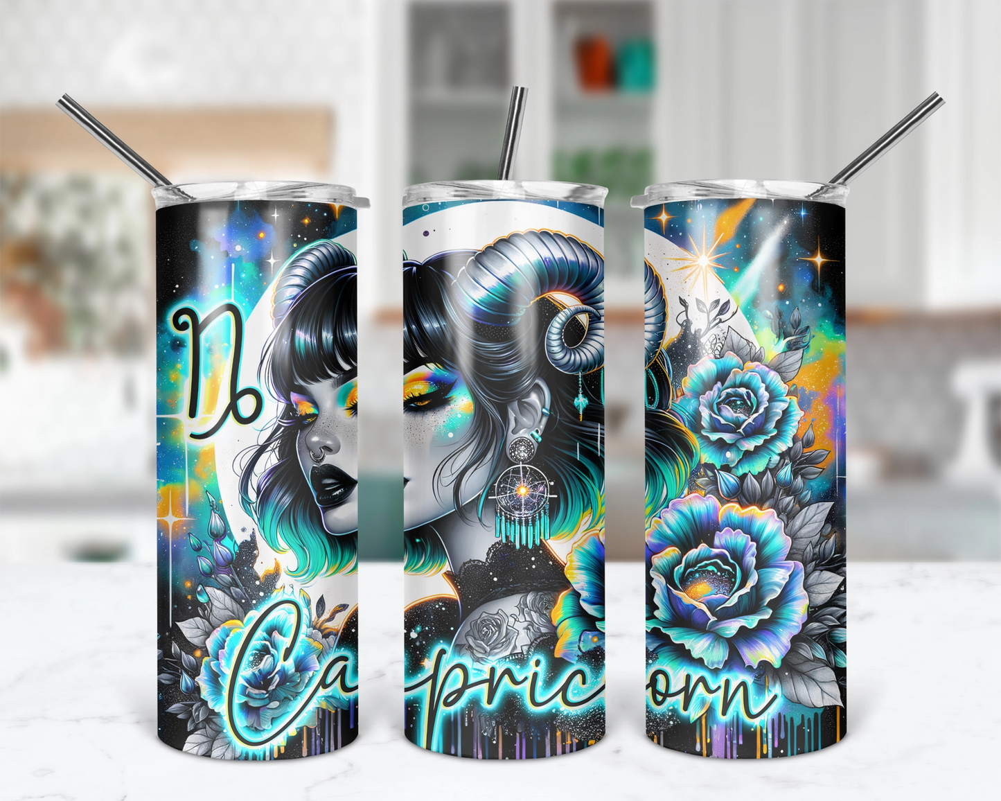 Capricorn Girl Tumbler / Zodiac Sign Tumbler With Straw / Horoscope Tumbler / Gift For Astrology Lovers