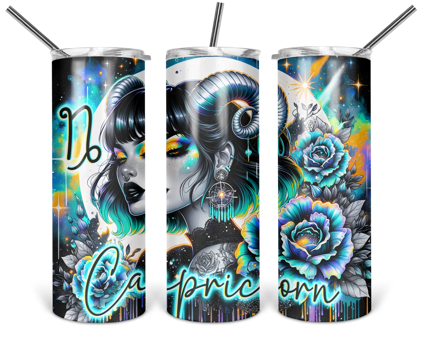 Capricorn Girl Tumbler / Zodiac Sign Tumbler With Straw / Horoscope Tumbler / Gift For Astrology Lovers