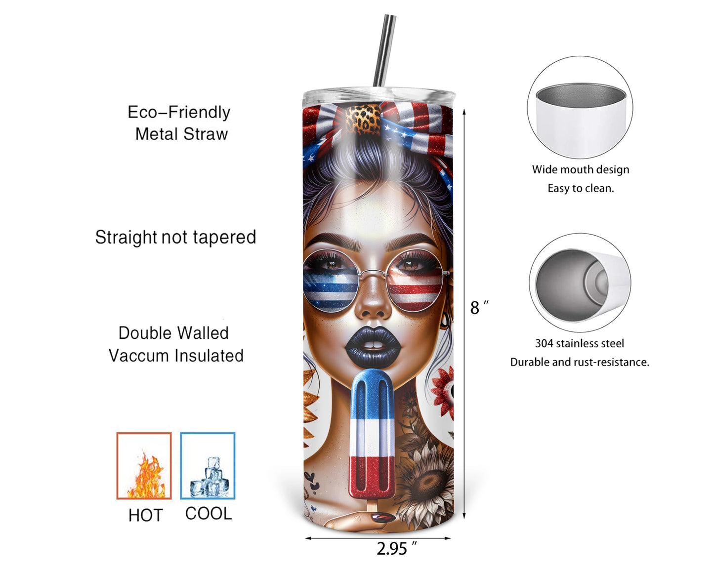 Chill The Fourth Out Tumbler / Patriotic 4th Of July Tumbler / America Independence Day Tumbler With Straw