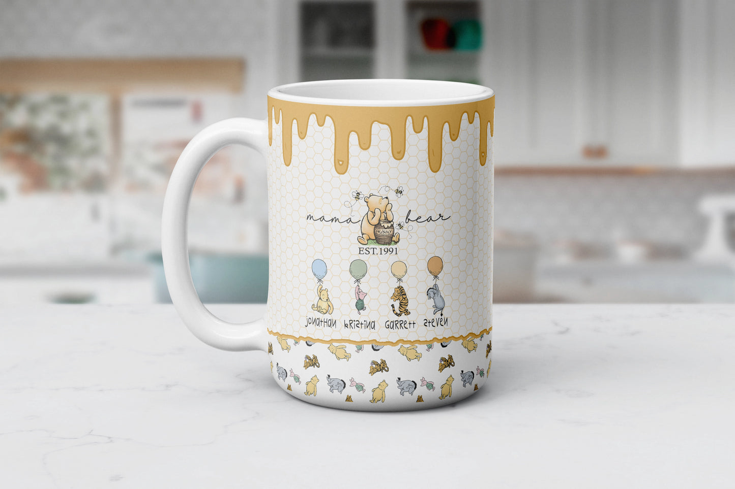 Personalized Mama Bear Mug - Custom Mom Coffee Cup - Gift For Classic Pooh Lovers