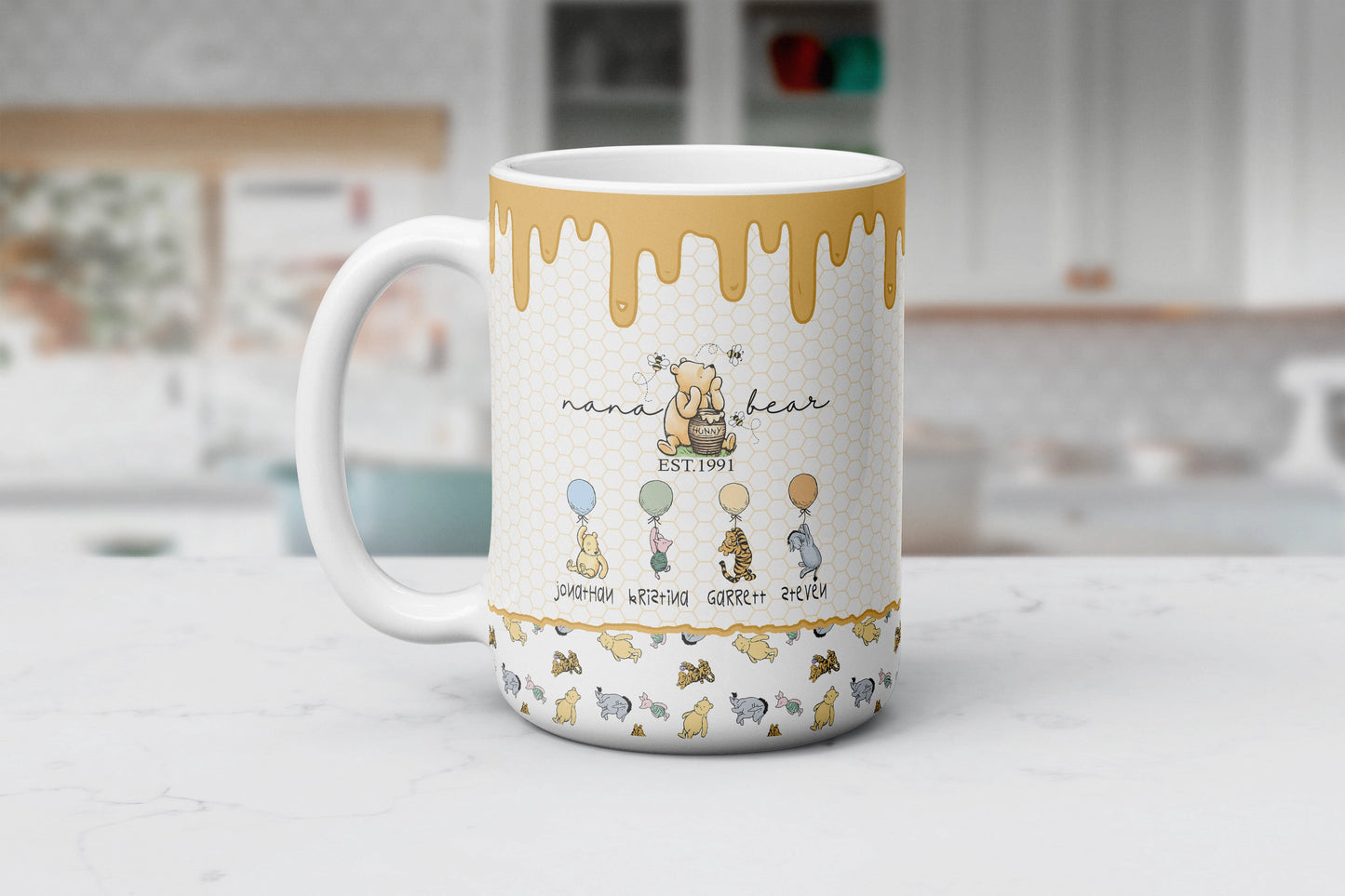 Personalized Nana Bear Mug - Custom Grandmother Coffee Cup - Gift For Classic Pooh Lovers