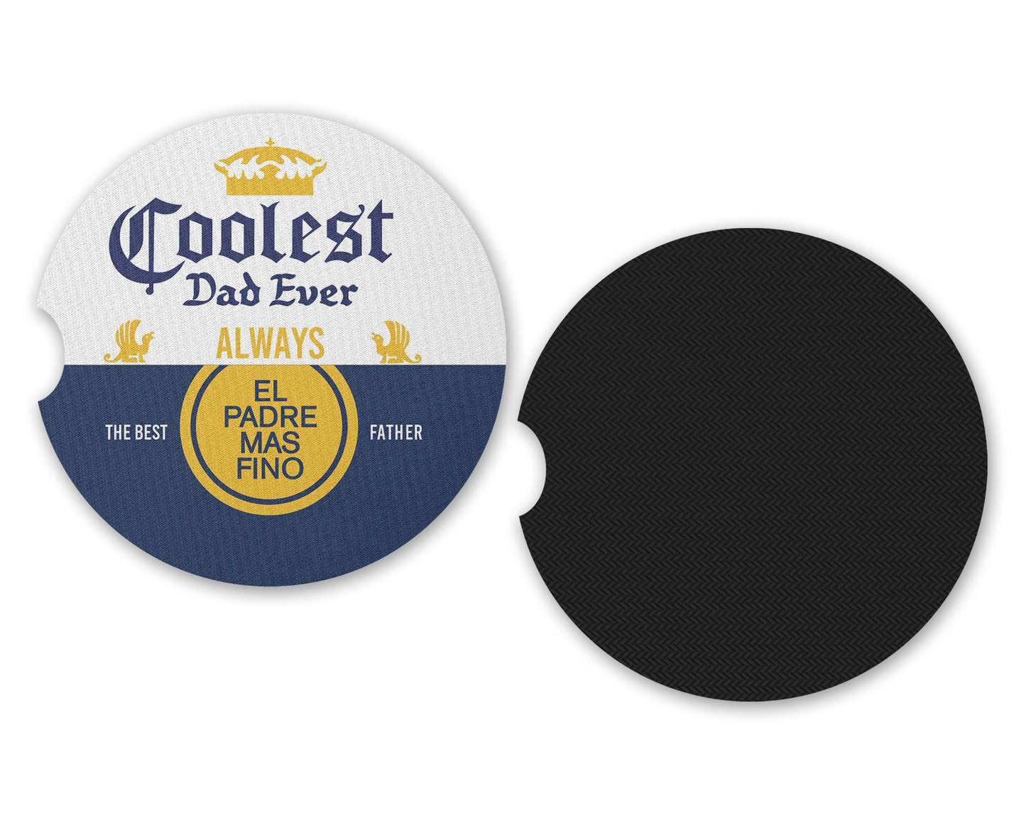 Coolest Dad Ever Coasters - Set of 2 Funny Cup Holder Coasters - Gift For Dad