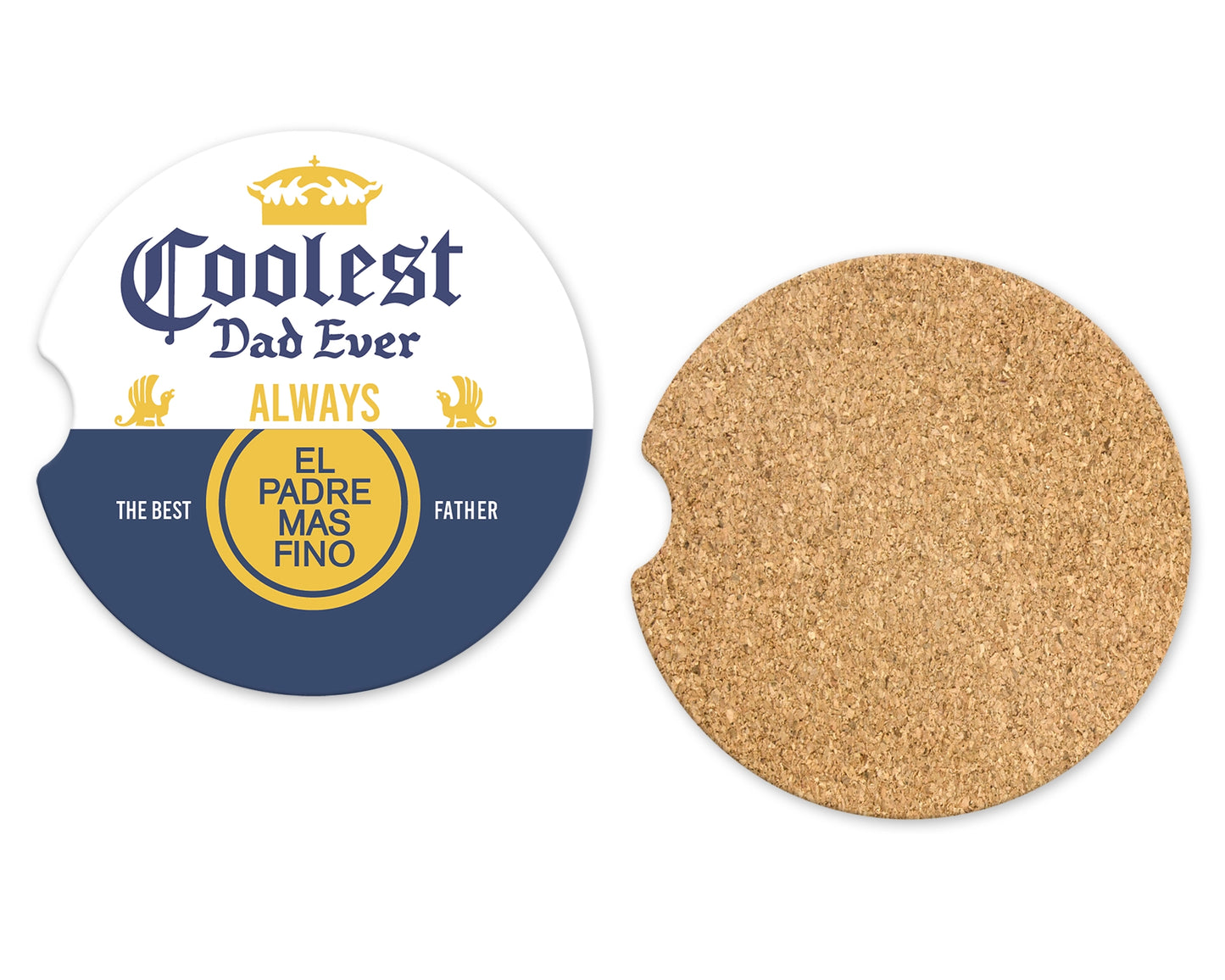 Coolest Dad Ever Coasters - Set of 2 Funny Cup Holder Coasters - Gift For Dad