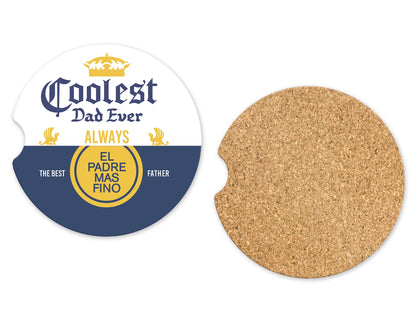 Coolest Dad Ever Coasters - Set of 2 Funny Cup Holder Coasters - Gift For Dad