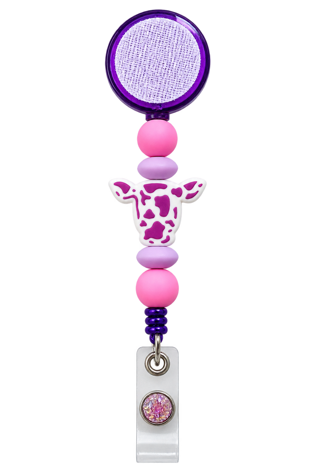 Cow-fee Break | Interchangeable Cow Badge Reel Topper & Beaded Badge Reel