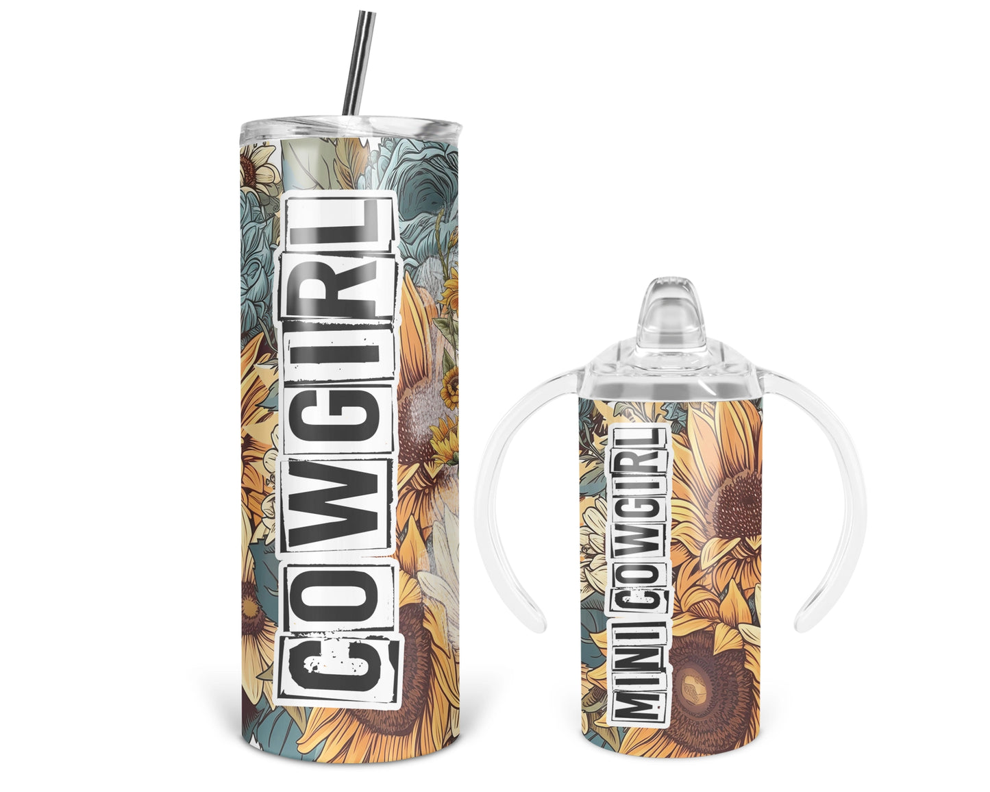 Cowgirl Tumbler Cup Set / Matching Mommy And Me Tumblers / Gift For Baby Shower / Kids 2-in-1 Cup