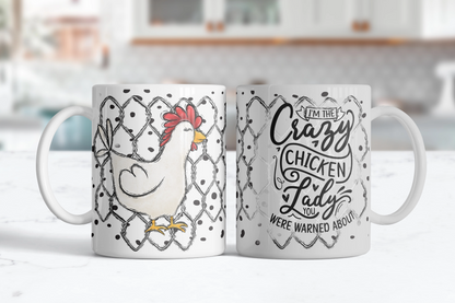 Crazy Chicken Lady Mug, Funny Coffee Cup, Gift For Chicken Lovers